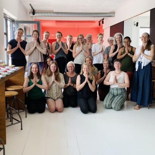 Gruppebillede af deltagere på kursus i yin yoga grundstillinger og kinesisk medicin